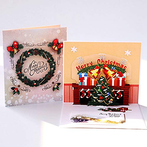 ANEWISH Cartes de Noël 3D Pop Up Carte de Voeux Guirlande de Noël Cartes Pliées avec Enveloppe