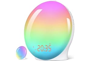 LITALARM Alarm Clock Wake Up Light,Light Alarm with Sunrise/Sunset Simulation Dual Alarms and Snooze Function, Digital Alarm Clock for Bedrooms Radio Heavy Sleepers Adults Kids,8 Nature Sounds (White 1)