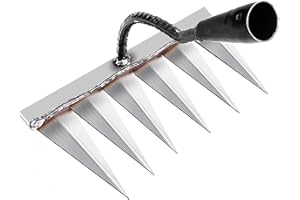 SUNSIOU Garden Harke, Rechen Garten Unkrauthacke, Unkraut Entferner Gerät, Gartengeräte, Rasenrakel Grabegabel, Multifunktional Gartenwerkzeug 6 Zahnstahl Kohlenstoffstahl, für Jäten/Lockern/Säen (ohne Stock)