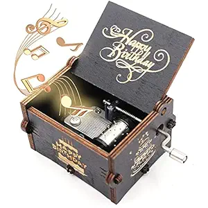 Happy Birthday Wooden Music Box,Eastern Eagle Antique Carved Hand Crank Musical Box- Unique Gifts for Birthday Christmas Thanksgiving Wedding