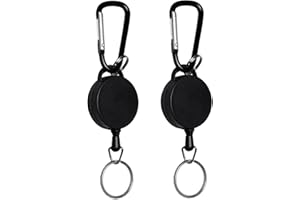 WENDERGO Retractable Badge Reels, Retractable Keyring Extendable Key Chain Heavy Duty Key Lanyard Belt Clip Badge Holder Pull Reel Black(2 Pack)