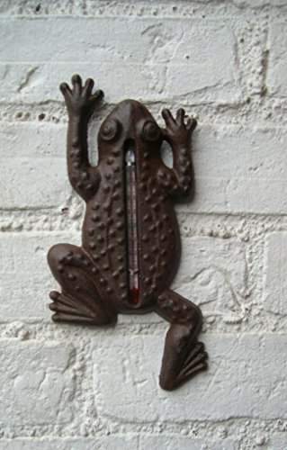 Thermometer, Außenthermometer, Wandthermometer, Frosch, Gusseisen, braun, Landhausstil