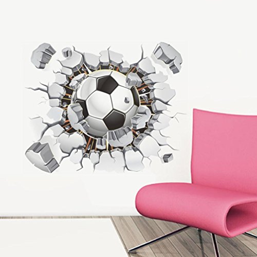 Saingace Wandaufkleber Wandtattoo Wandsticker,3D Fußball Wohnzimmer Schlafzimmer Hintergrund Wandaufkleber - 4