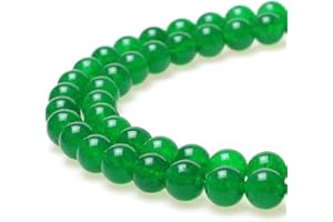 jartc Perles pour Energy Bracelets Bracelet de Yoga Bracelet DIY Perles en Pierre Jade Vert 60 Pièces, 34CM, 6 mm