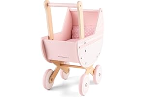 WOET New Classic Toys Passeggino per bambole con biancheria da letto - rosa