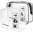 2pcs/pack Lermende Clear Toiletry Bag TSA Approved Travel Carry On Airport Airline Compliant Bag Quart Sized 3-1-1 Kit Luggage Pouch (Black Clear)