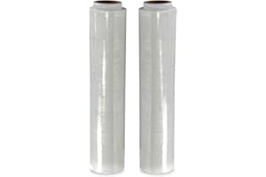 JeeJaan® 2 Rolls Clear Pallet Wrap 400mm x 250m, Non-Extended, 20mu - Strong Stretch Shrink Cling Film - Ideal for Wrapping - Warehouse, Moving House & Furniture