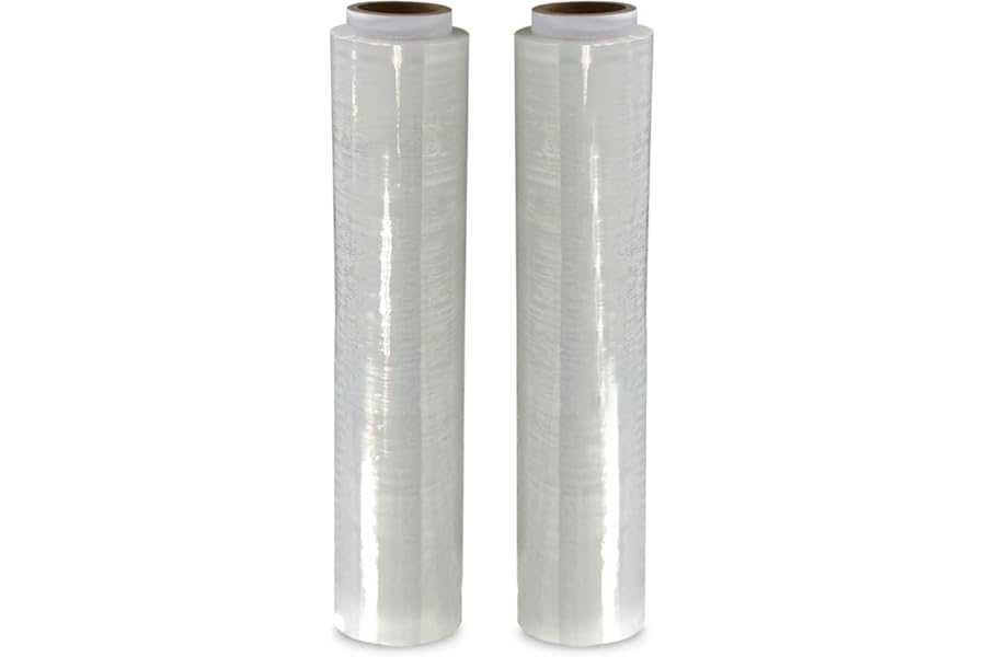 JeeJaan® 2 Rolls Clear Pallet Wrap 400mm x 250m, Non-Extended, 20mu - Strong Stretch Shrink Cling Film - Ideal for Wrapping - Warehouse, Moving House & Furniture