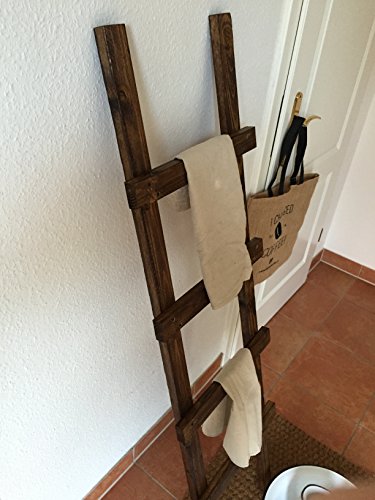 Uncle Joe´s 75763 Dekoleiter Handtuchhalter, vintage, shabby chic Holz 118 x 39 x 5 cm, Dunkelbraun - 4