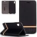 Produktbild FNBK iPhone XS Max Hülle Leder,iPhone XS Max Handyhülle Schwarz,Handyhülle Tasche Denim PU Leder Wallet Flip Case Holster Klapphülle Ständer Kartenschlitz Silikon füriPhone XS Max 6.5"