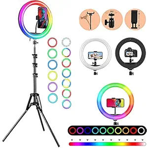 STYLOBATE 10 inch RGB Ring Light Colour Changing LED Ring Light for Photo and Video with Tripod Stand and Cell Phone Holder