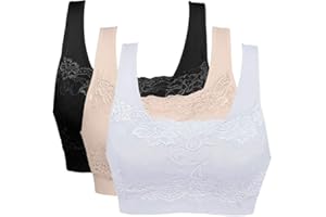 Litthing Women Sports Bra Seamless Comfortable Soft Breathable Ladies Lace Bras Removable Padded Tops Push up Underwear Packs for Yoga Fitness Exercise