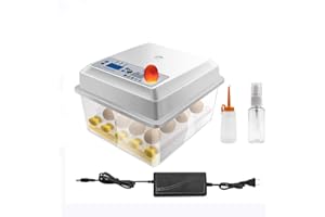 JoaSinc Inkubator Vollautomatisch Brutmaschine 16 Eier, Intelligentes digitales Brutmaschine Brutkasten mit LED Temperaturanzeige und Feuchtigkeitsregulierung, für Hühnerenten, Vögel, Gänse