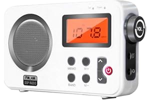 AMUSINGTAO Dusch-Radio-Lautsprecher, UKW/AM-Radio mit LCD-Display, tragbares Stereo-Radio mit Kopfhöreranschluss für Zuhause, Strand, Whirlpool, Badezimmer, Außenbereich