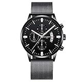 IK Herren-/Damen-Uhr Ø 40mm mit Milanaise-Armband Chenang Herren-/Damen-Armbanduhr mit Kalender Datumanzeige Multi-funktion Watch 808 Mesh mit einzelnen Kalender