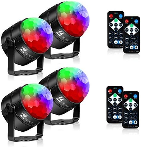 Missyee® Mini Stage Lights DJ Light 3W LED RGB Sound Actived Crystal Magic Ball Lights Effect For KTV Xmas Party Wedding Show Club Pub Color Changing Lighting &amp; Remote Control(4packs)