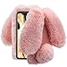 Produktbild Aearl Kompatibel mit Samsung Galaxy J5 2017 Hülle Faux Kaninchen Pelz Ball Niedlich 3D Diamant Winter Warm Weich Pelzigen Flauschige Fuzzy Hase Ohr Plüsch Zurück Handyhüllen -Rosa Pink