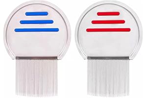 LICHUANUK Grzebień do wszy, 2 sztuki, grzebień do nitów ze stali nierdzewnej, metalu, z bardzo wąskimi spiralnymi zębami i antypoślizgowym uchwytem, bezpiecznie usuwa wszy (niebieski i czerwony)