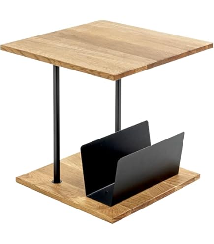 HAKU Side table set of 2 oak, black, MDF, metal - Size: H Beistelltisch 2er Set/49 cm x 32/45 cm, Style: Modern