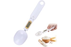 SOWBUD Digital Measuring Spoon Scale 500g, High Precision 0.1g LCD Electronic Kitchen Scale, Weighing Spoon for Baking Coffee Flour Sugar & Food Portioning - Kitchen Gadgets（White）