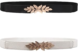INGJIA 2 Pièces Ceinture Élastique pour Femme - Large Ceinture Vintage pour Robe, Chemises Ceintures de Mode pour Dames