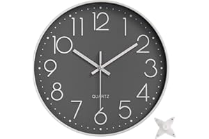 Taodyans Moderno Orologio da Parete Silenzioso Orologio da Cucina Quarzo da 30 cm (Grigio-bianco)