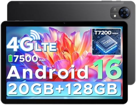 DOOGEE Tab G5 Tablet 10 Pollicii 120Hz IPS HD,Tablet Com SIM, 20GB + 128GB (2TB TF) Unisoc T7200 Tablet Android 16/Gemini AI,7500mAh, 8MP/Widevine L1/8mm Ultrasottile/2 Altoparlanti/Face ID/GPS/BT5.0