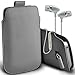 Produktbild ( Grey + Ear phone 155 x 79) Pouch case for HomTom HT7 Pro case Premium Stylish Faux Leather Pull Tab Pouch Skin case cover Various Colours To Choose From With High Quality Fitted in Ear Buds Stereo Hands Headphones Headset with Built in Micro phone Mic and On-Off ButtonHomTom HT7 Pro case by i-Tronixs