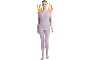 Fomolom Thermounterwäsche Damen einfarbig ultraweich Lange Thermo Unterhose Skiunterwäsche Warme Thermowäsche Set