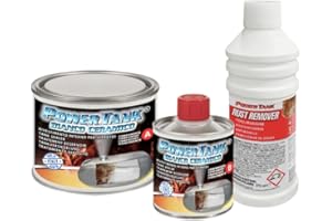 POWER TANK BIANCO CERAMICO Trattamento Serbatoio Moto (8/10 Litri) Kit Piccolo Small 350 gr per interno Serbatoi Elimina la Ruggine Ripara Protegge Arrugginito da Moto d'Epoca con Antiruggine