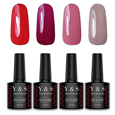 Y&S Vernis Gel Semi Permanent - Y&S UV LED Vernis à Ongles Gel Soak Off Nail Polish Kit 4 Couleurs x 10ml #5