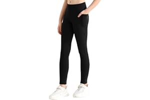 URMAGIC Girls Athletic Leggings with Pockets Girls Sports Leggings Full Length Yoga Workout Active Leggings Pants for Teen Girls