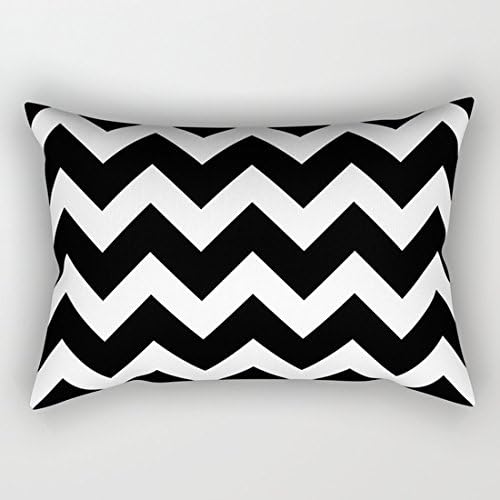Black and White Chevron Rectangle Throw Pillow Covers Canvas Accent Pillows 12 x 20 for Sofa