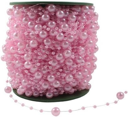 Tuoba 10M Pearls Bead Chain Fishing Line Droplets Wedding Chain String Banquet Decoration Supplies Favor Pink