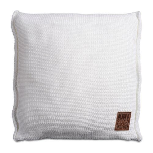 Knit Factory 131215 Dekokissen Strickkissen Uni mit Füllung, 50 x 50 cm, weiß