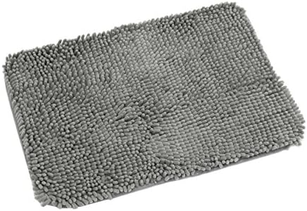 JustNile Chenille Non-Slip Anti-skid Super Soft Water Absorbent Microfiber Grey Floor Mat Floor Rug for Bathroom Bedroom Living Room Machine-Washable 40 cm X 60 cm