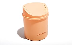 Muitomas, Cestino da Scrivania Mini, con Sportello Apribile e Coperchio Removibile, Compatto per Scrivania e Ufficio, 130x130x170 mm, Colore Peach Fuzz