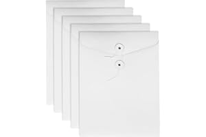 ‎VANRA VANRA Aktenordner, Umschläge, A4, Kraftpapiertaschen, Aktenordner, Dokumenten-Organizer mit Schnurverschluss für Schule, Büro (weiß, 5 Packungen)