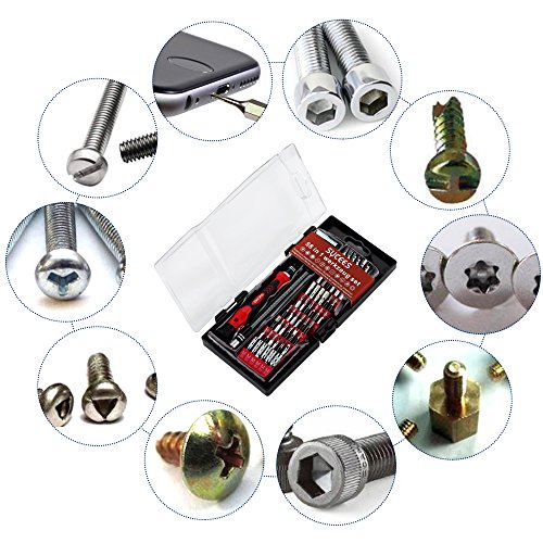 SYCEES 58 in 1 Schraubendreher Set mit 54 Bits Präzisions Magnetische Schraubenzieher, Reparatur Werkzeug für elektronische Kleingeräte wie Handy, Tablet, PC, Laptop, Uhr, Kamera, Brillen (Rot Schraubendreher Set) - 3