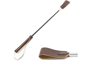 LOCKISH Riding Crop,Brown Crop,45 CM Leather Horse Whip,Horse Whip With Anti-Slip Grip Gel Handle
