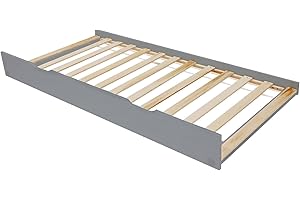 BENEFFITO ONEIROI – Funktionale Bettschublade auf Rollen – Einzel-Ausziehbett – Kiefernholz – Grau – 190 x 94 cm