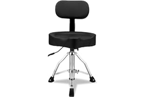 BOSTEU Drum Throne with Backrest, Hydraulic Adjustable Height Drum Chair for Adult Drummers Guitar Players (Black)