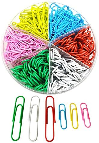 Umsole Colored Metal Paper Clips Medium and Jumbo Size,6 Color,450 Pieces(28 mm and 50 mm)