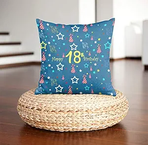 DreamVio Happy 18th Birthday Pillow, Birth Anniversary Cushion for Gifting on Birthday's of Brother,Sister,Husband,Wife,Spouse,Parents,Father,Mother Color : Dark Sea Blue (12 x 12 inch)