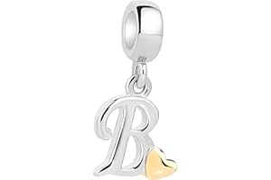 SYMRETIE A-Z Letter Charm Beads – 925 Sterling Silver Inlaid with 5A Cubic Zirconia, Designed for Women & Girls, Fits Pandora Bracelets & Necklaces.X237