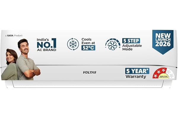 Voltas 1.5 ton 3 star,New star rated, Rating Inverter Split AC (Copper, Convertible 5-in-1 Cooling Mode, 2-Way Air Swing, Ant