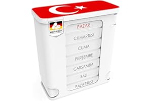 Kerpers® Pilulier pour 7 jours - Fabriqué en Allemagne - Pilulier avec 4 compartiments - Matin midi soir nuit - Boîte à médicaments pour comprimés et suppléments (1 x turc)