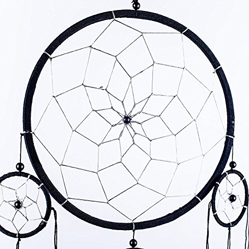 Traumfänger ~ handgemachte traditionelle schwarz, weiß und Silber 20cm Durchmesser 50cm lang! - 3