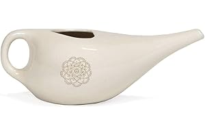 ‎BODHI Bodhi NETI POT Nasenspülkännchen| Keramik Neti Kännchen mit Mandala (gold) | Kanne für Nasenspülung | Nasendusche | Nethi Pot - Nethi Topf