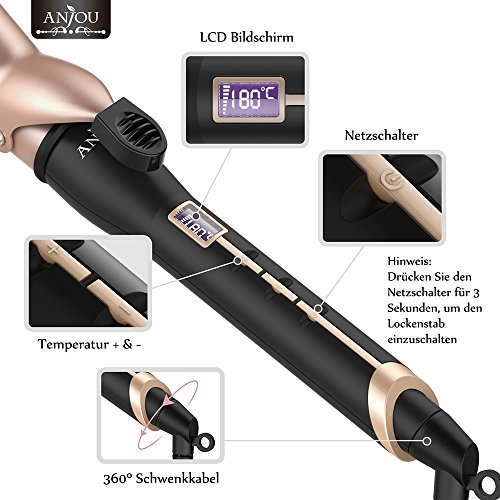 Anjou Haar Lockenstab mit PTC-Technologie und Keramikbeschichtung mit Turmalin, 32mm - 4